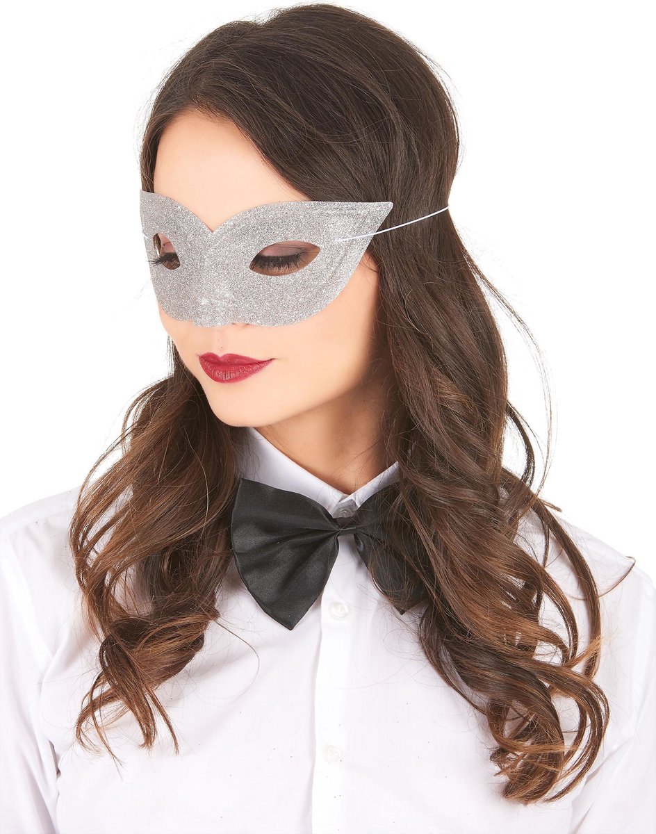 NINGBO PARTY SUPPLIES - Zilverkleurig puntig Venetiaans oogmasker voor volwassenen - Maskers > Masquerade masker